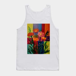 Abstract painting of colorblock  with some wildflowers Tank Top